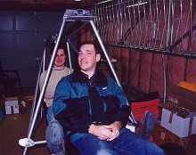 Louis and Nicolas sitting inside the aeroplane